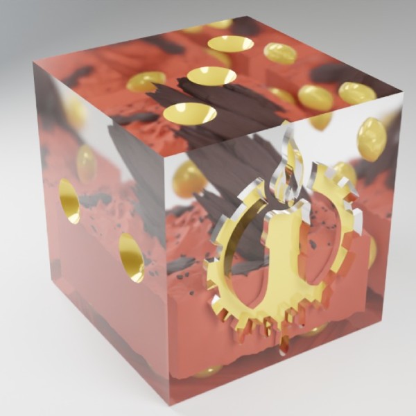 A render of the desert dice with candle style dice